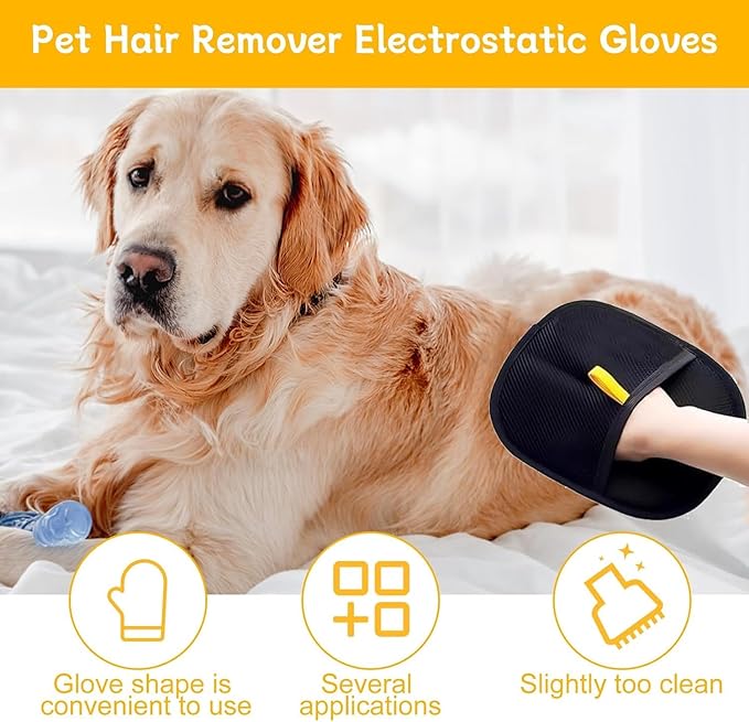 Pet Hair Remover Gloves for Dogs & Cats – Reusable Grooming Mitts for Fur, Lint & Dander