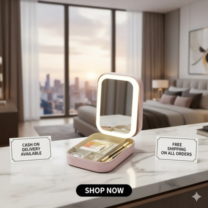 Mini Vanity Makeup Box with LED (Pink)