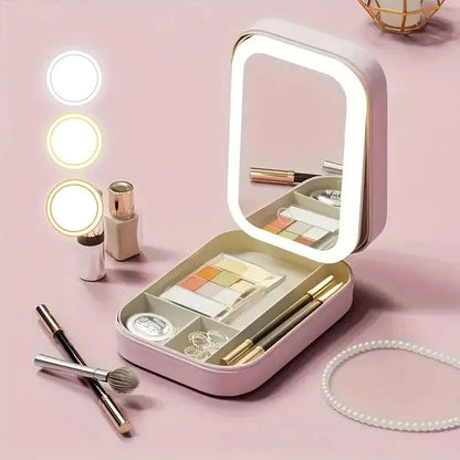Mini Vanity Makeup Box with LED (Pink)